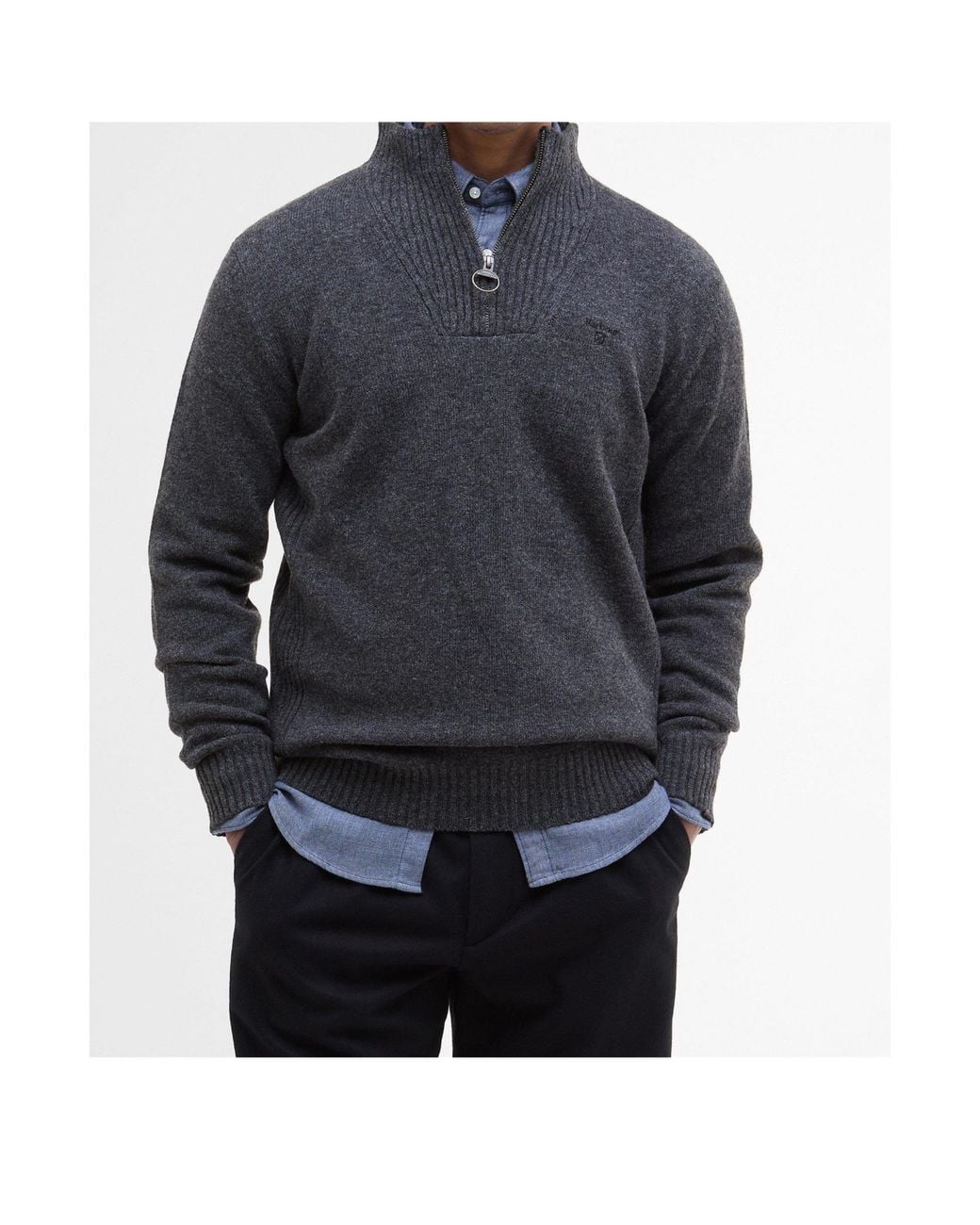 Barbour Blue Half-Zip Mock Neck Knit Sweater for men