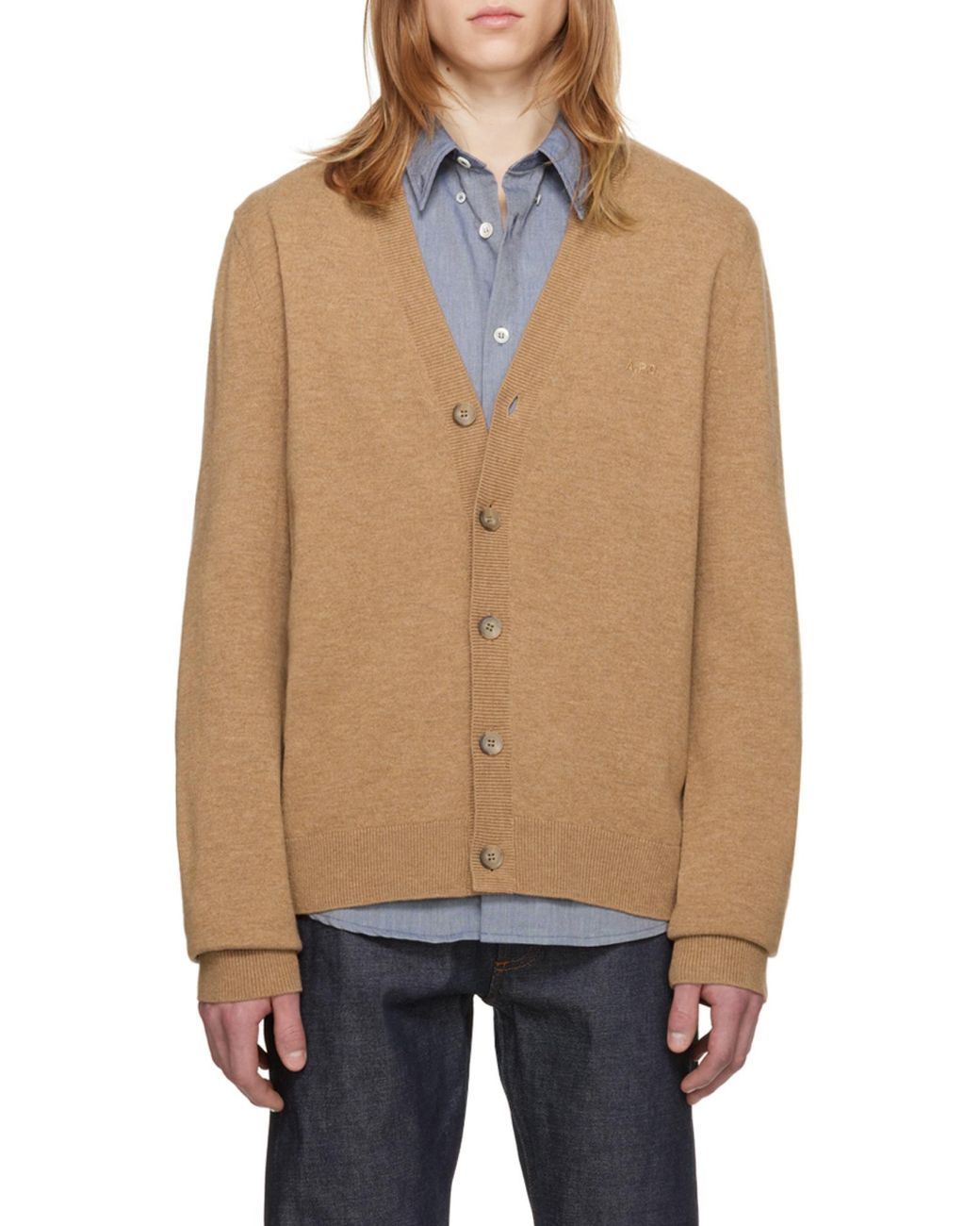 A.P.C. Natural Samuel Button-Down Cardigan for men