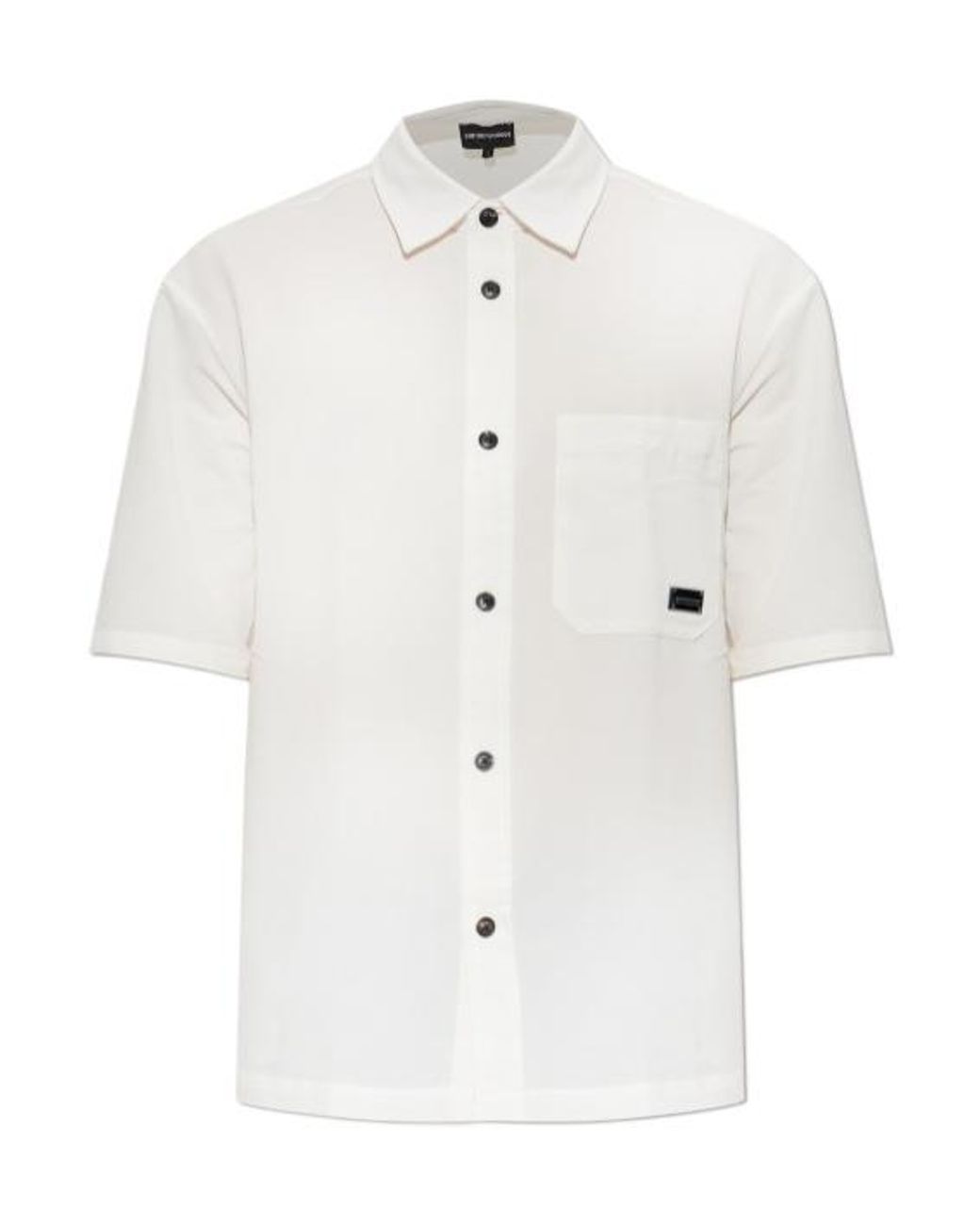 Emporio Armani White Logo Patch Short-Sleeve Shirt for men