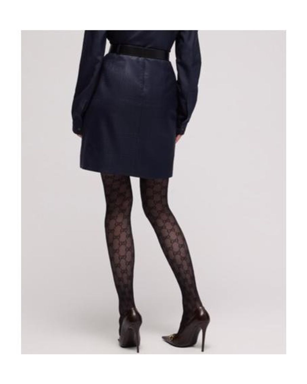 Gucci Blue Prince Of Wales Chintzed Wool Mini Skirt