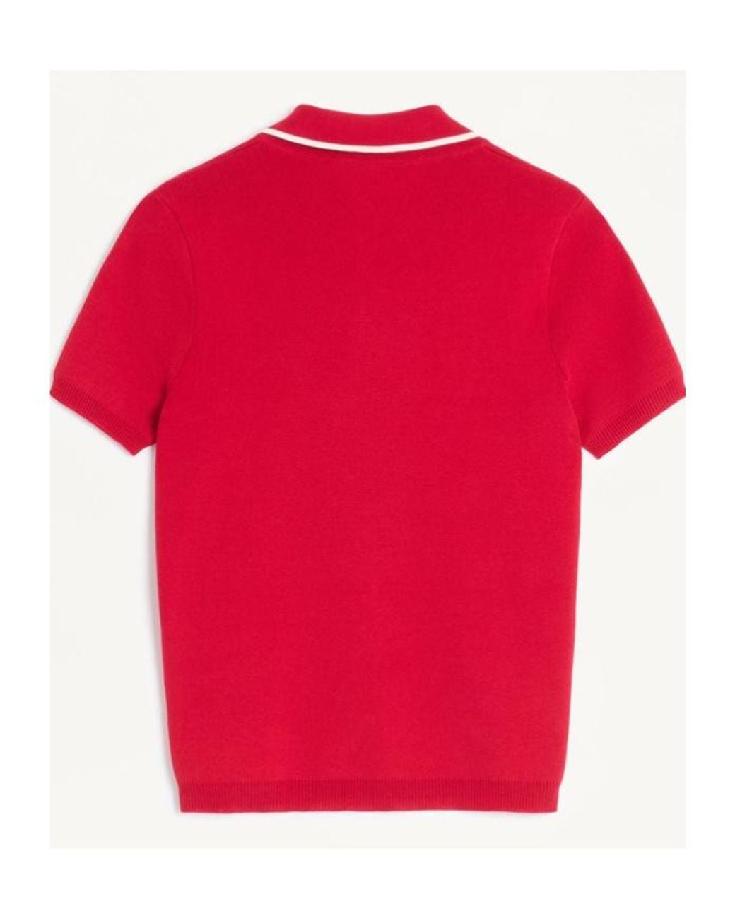 Valentino Red Cherry Embellished Short-Sleeved Polo Top