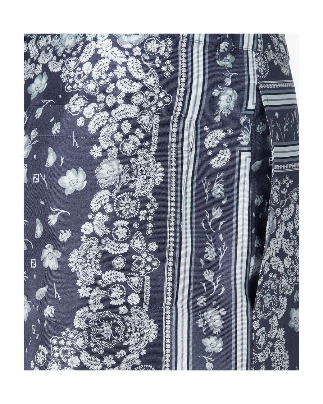 Fendi Blue Bandana Printed Bermuda Shorts for men