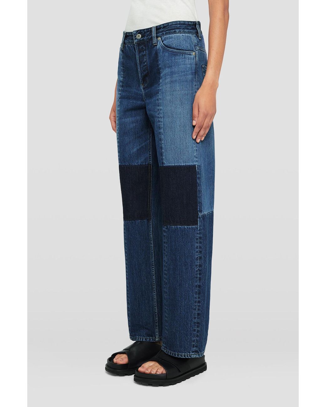 Jil Sander Blue Patchwork Straight-Leg Jeans