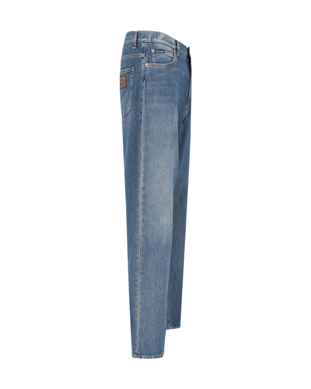 Dolce & Gabbana Blue Logo Plaque Straight Leg Jeans for men
