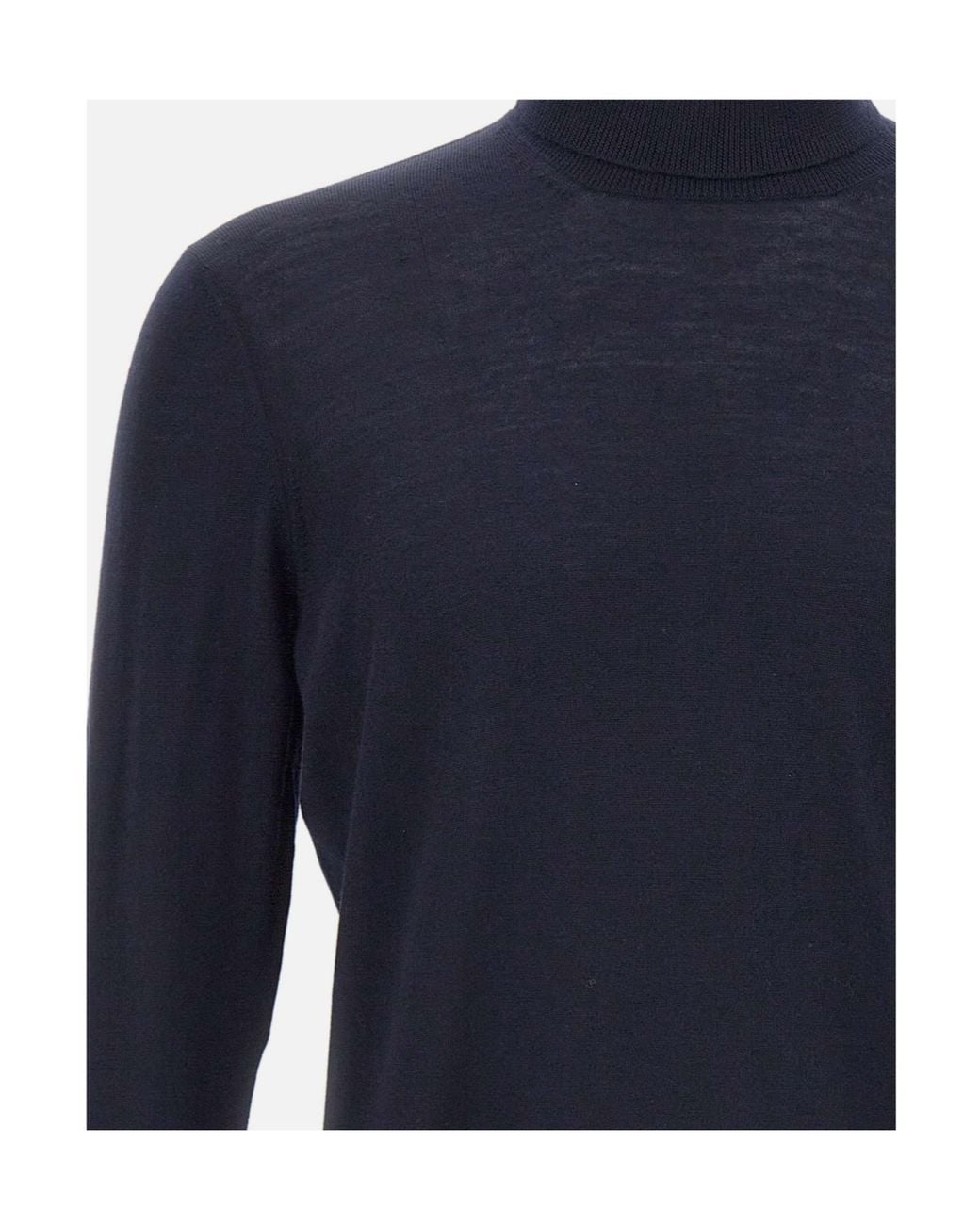 Gran Sasso Blue Ribbed-Knit Turtleneck Jumper for men