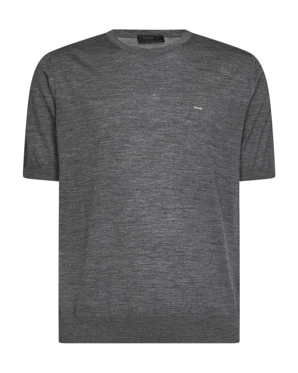 Prada Gray Short-Sleeved Knit Top for men