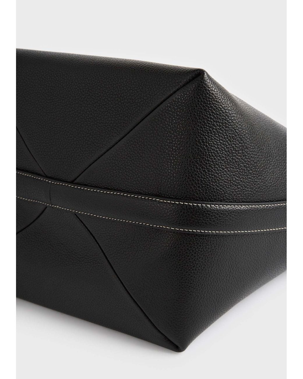 Totême Black Medium Belted Grained-Leather Tote Bag