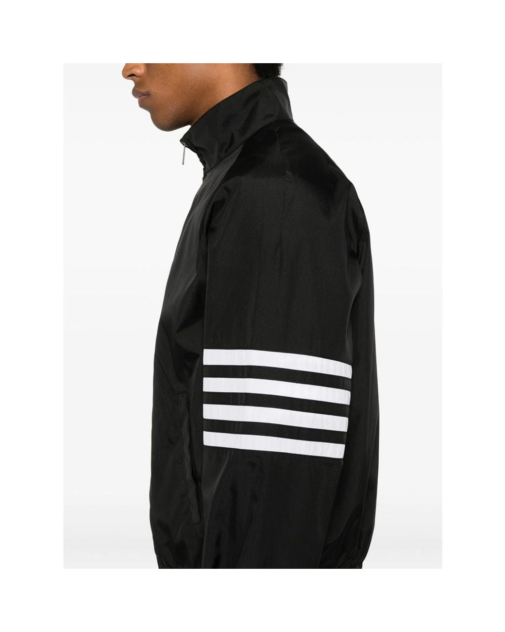 Thom Browne Black Bar Stripe Zipped Jacket for men