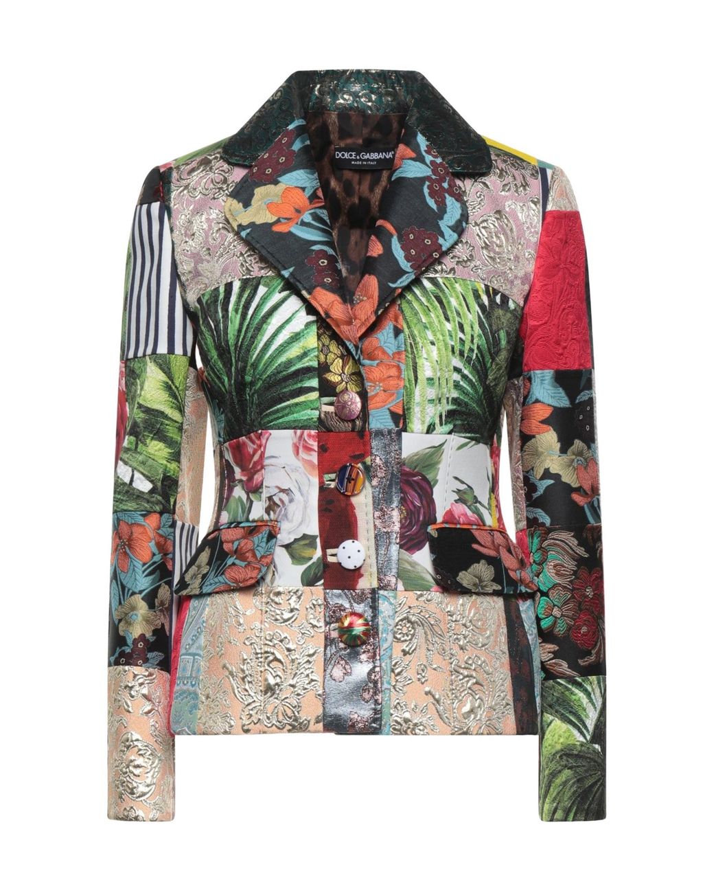 Dolce & Gabbana Green Floral Print Long Sleeve Coat