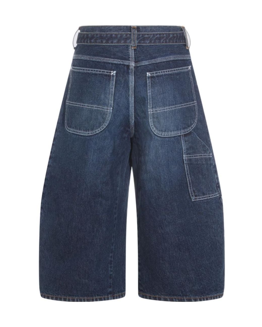 Sacai Blue Belted Cropped Denim Shorts