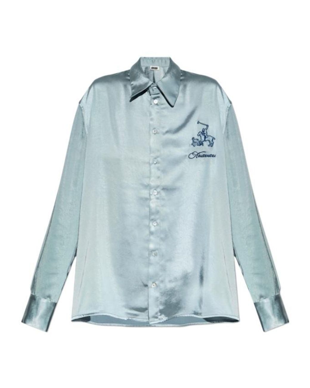 AVAVAV Blue Embroidered Logo Shirt for men