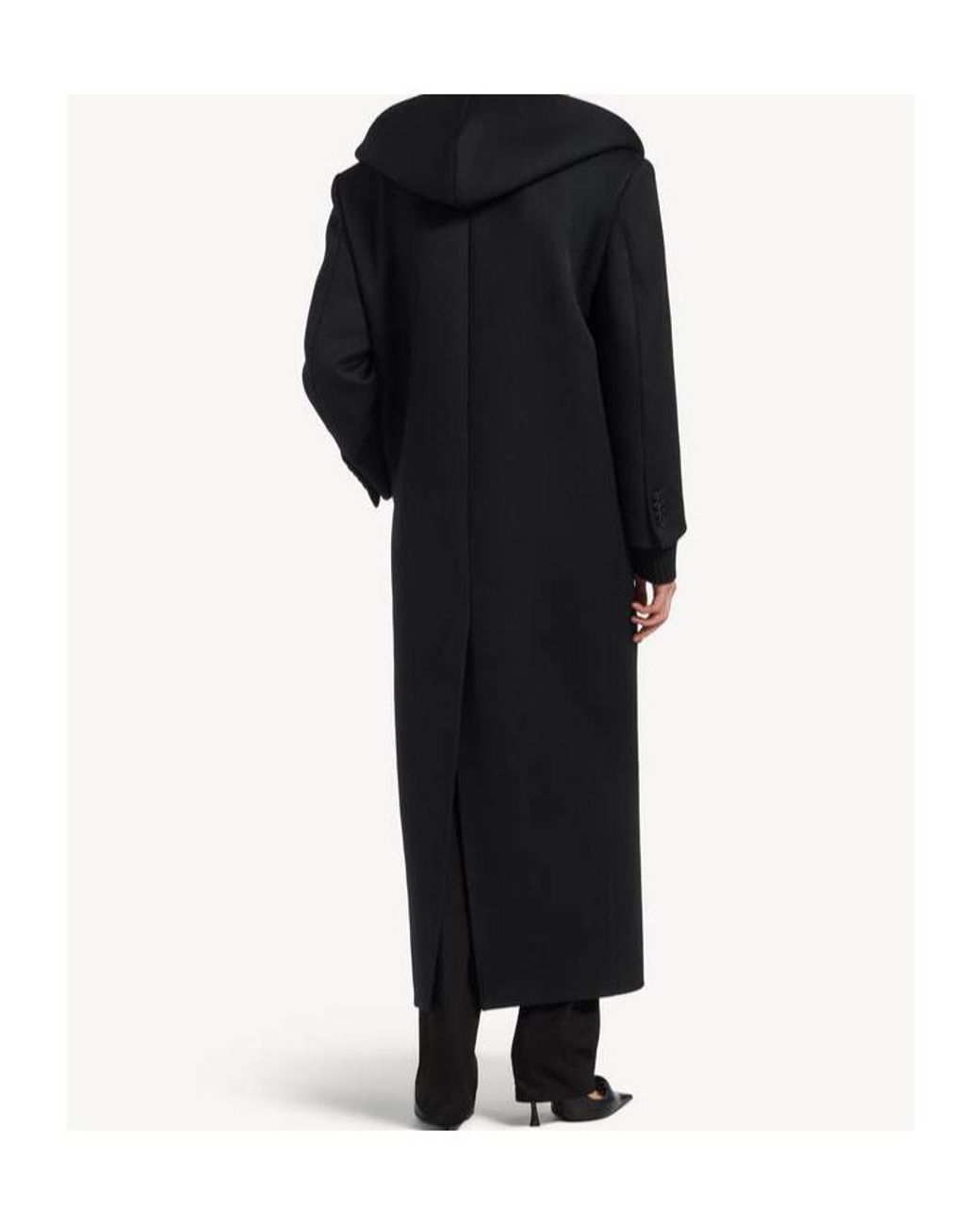 Balenciaga Black Long Hooded Double-Breasted Coat