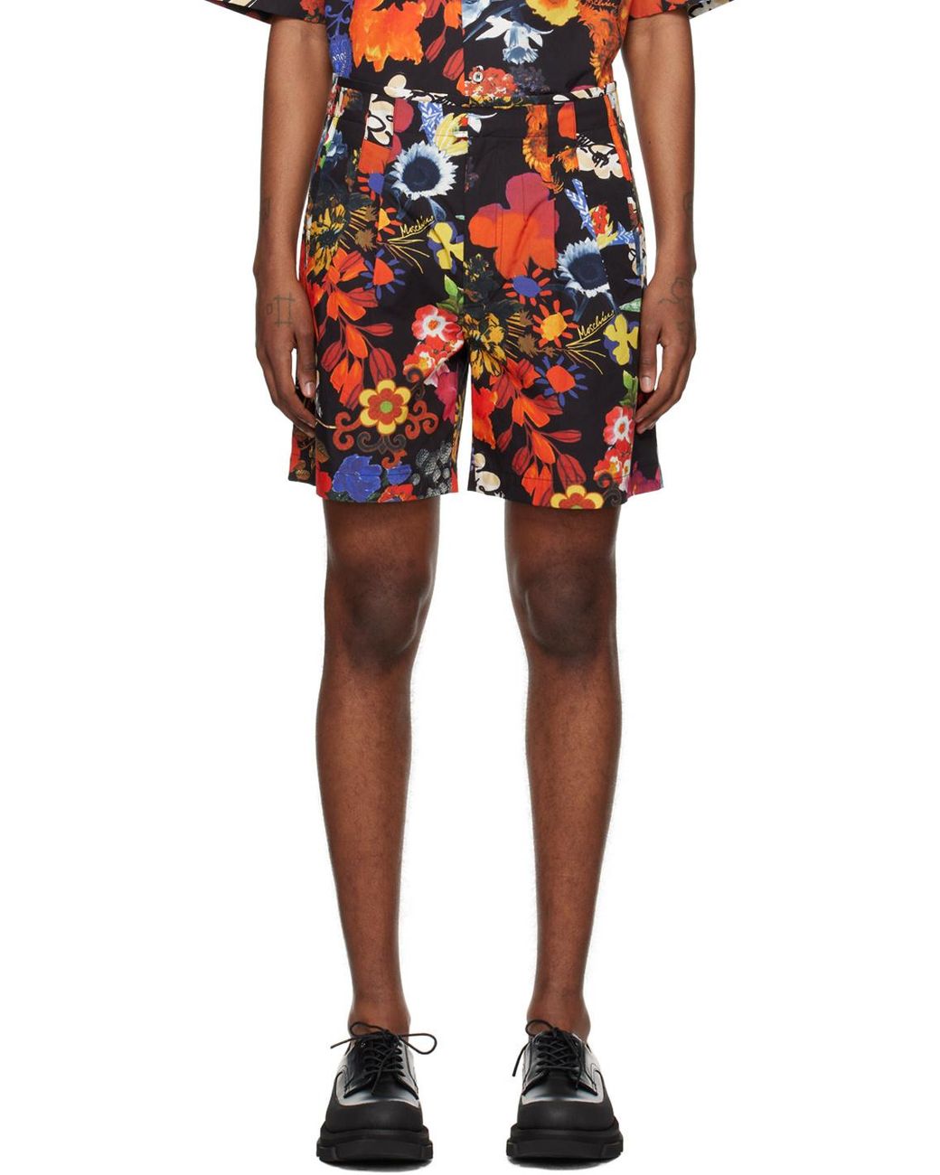Moschino Orange Floral-Printed Shorts for men
