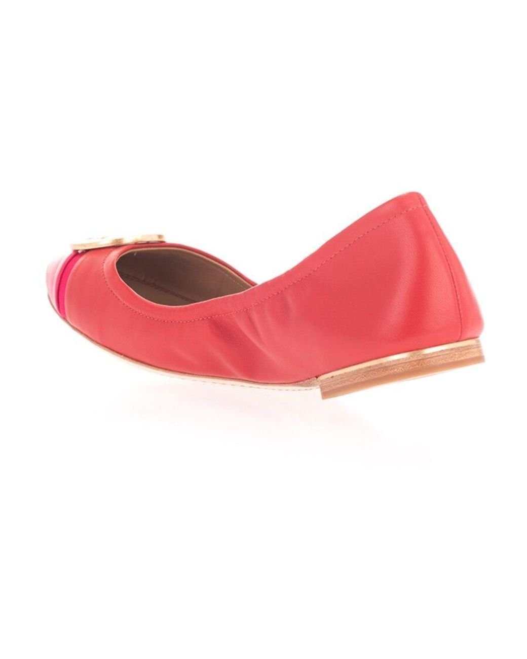 Tory Burch Pink Logo Plaque Ballerina Shoes