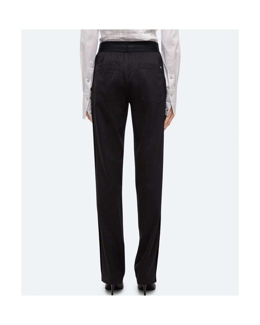 Helmut Lang Black Logo-Jacquard Straight-Leg Trousers