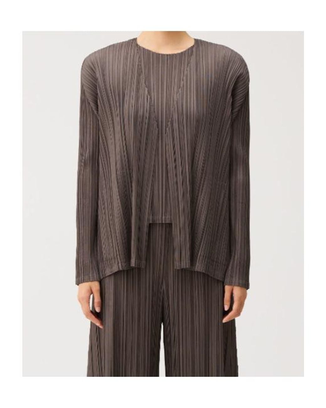 Pleats Please Issey Miyake Gray Mellow Pleats Cardigan