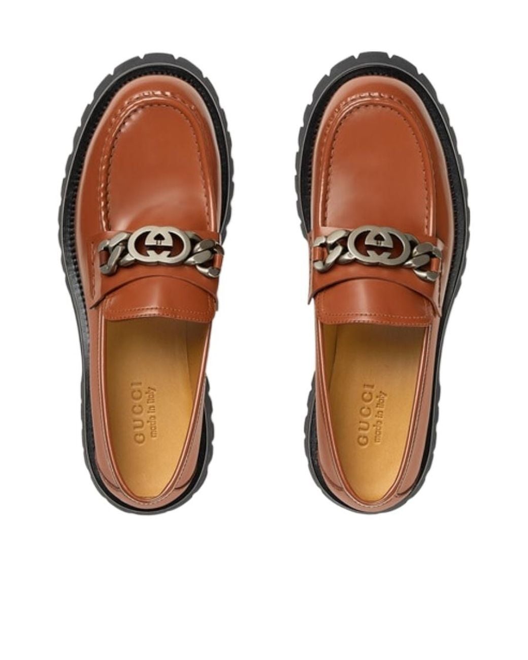 Gucci Brown Interlocking G Logo Leather Loafers for men