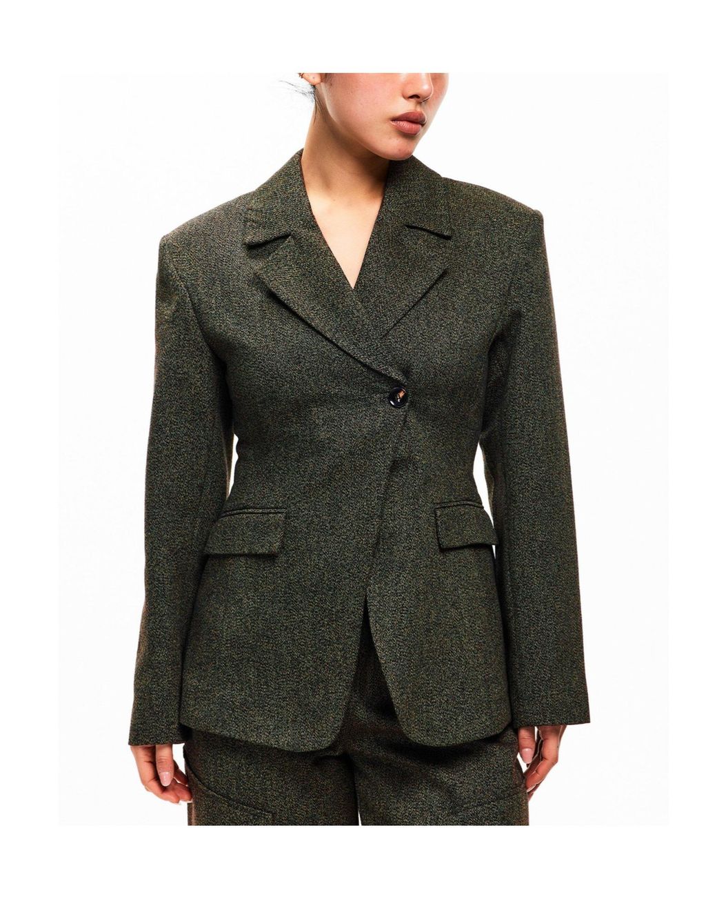 Ganni Green Fitted Blazer