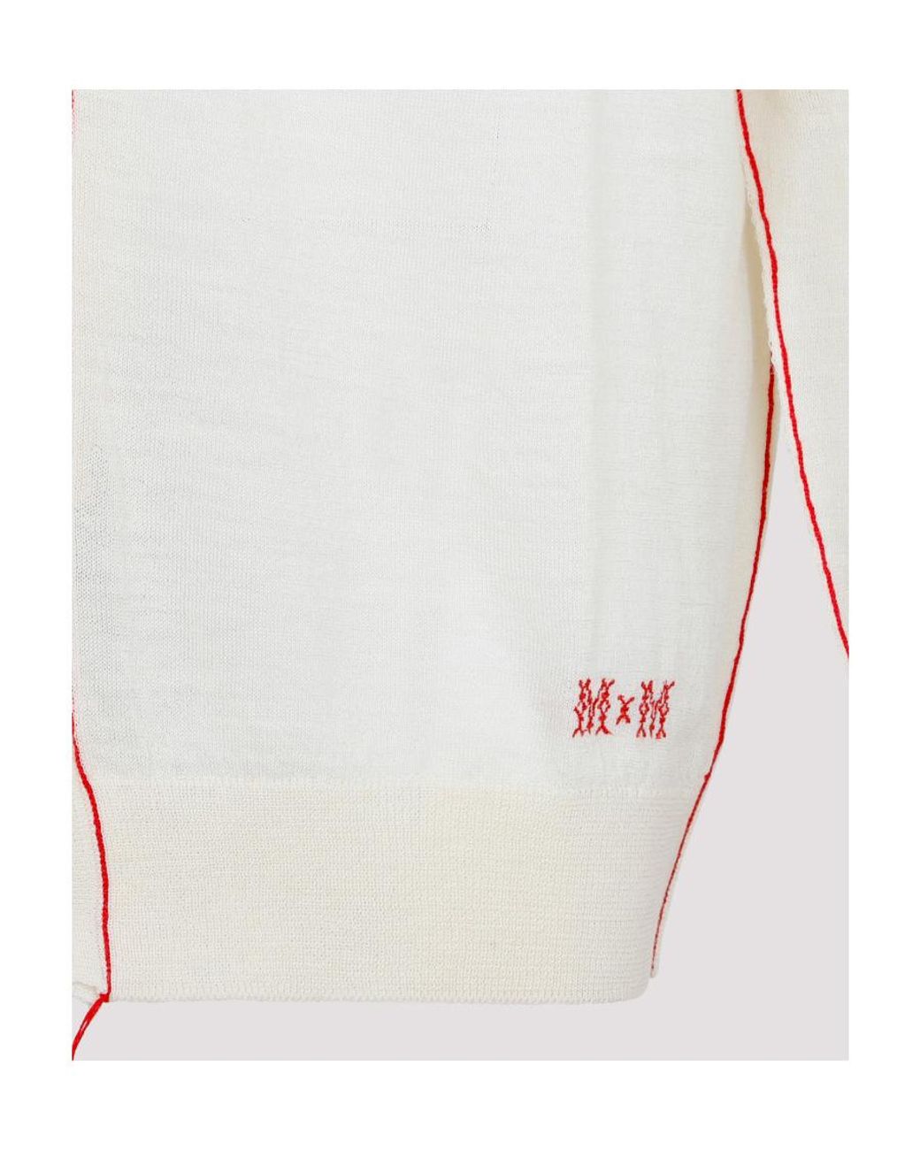 Maison Margiela White V-Neck Knitted Cardigan