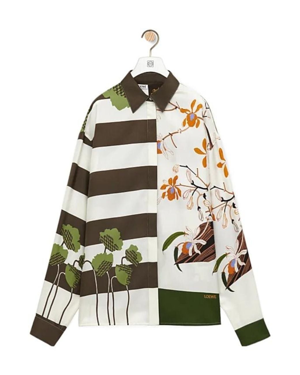 Loewe Green Graphic Print Panelled Shirt