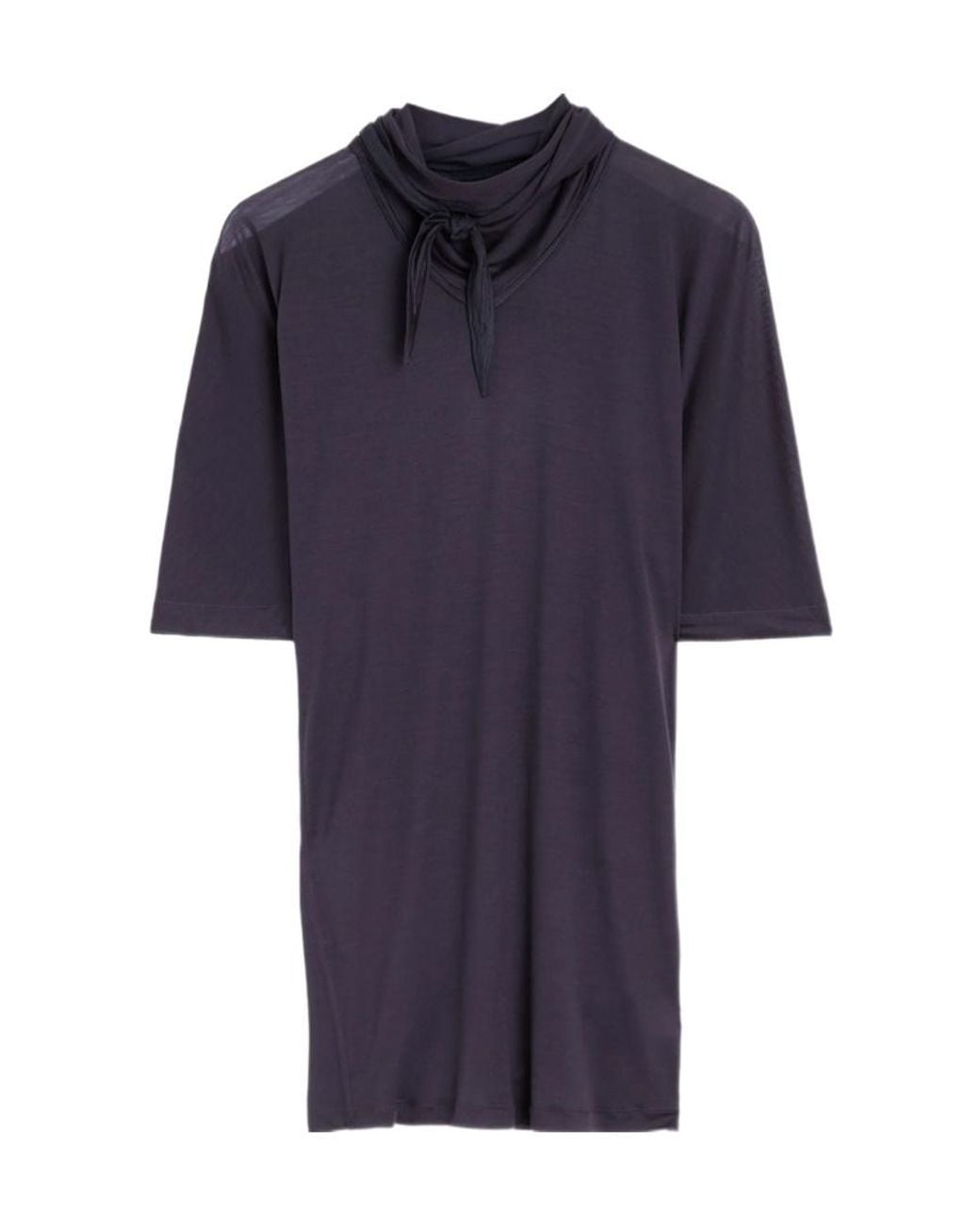 Lemaire Blue Short Sleeved Scarf Detailed Blouse