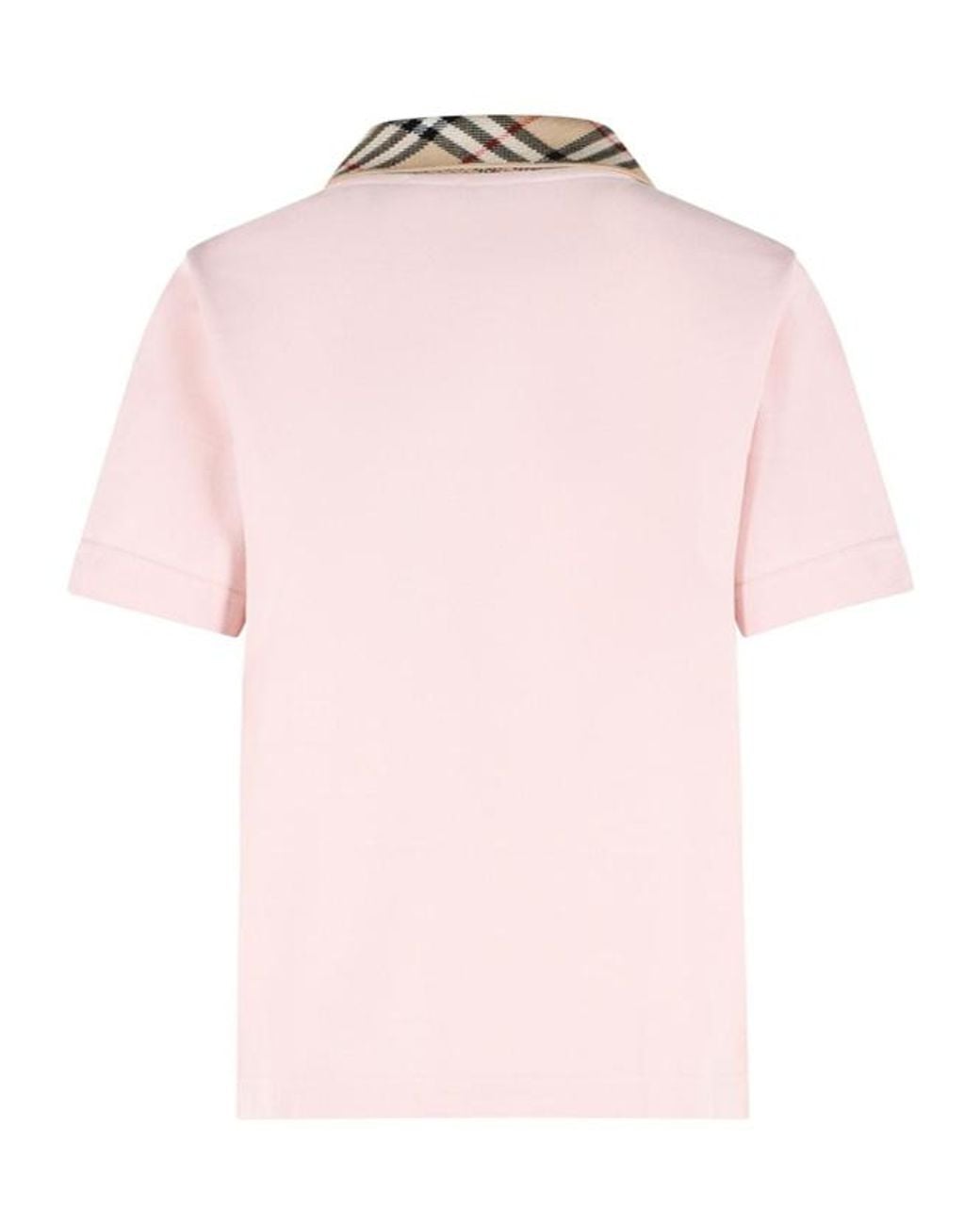 Burberry Pink Ekd Embroidered Checked Collar Polo Shirt