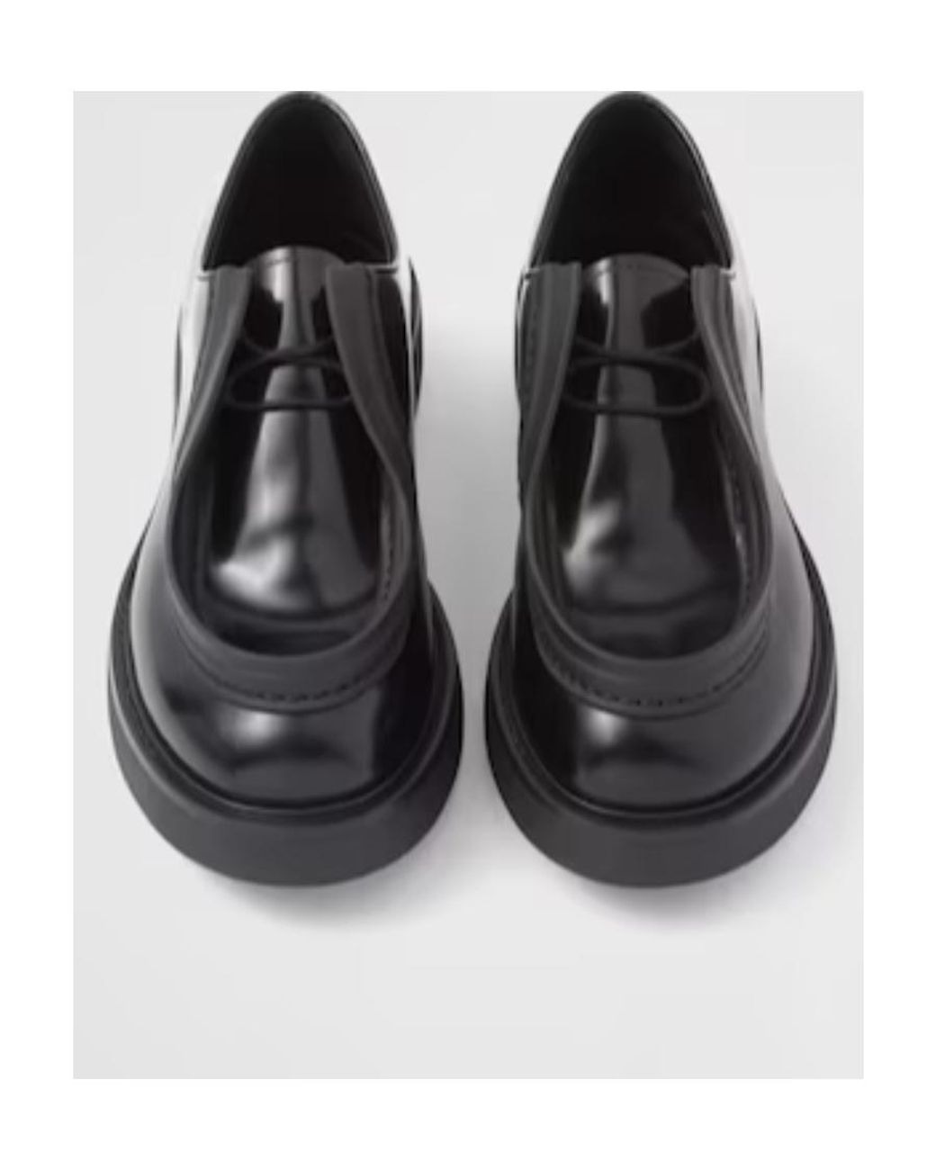 Prada Black Opaque Brushed Leather Lace-Up Shoes for men