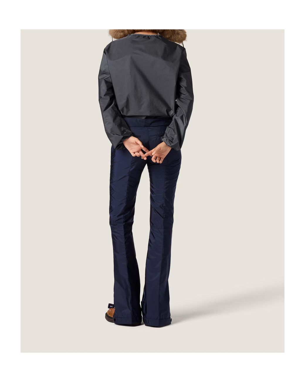 Miu Miu Gray Logo-Patch Long-Sleeve Top