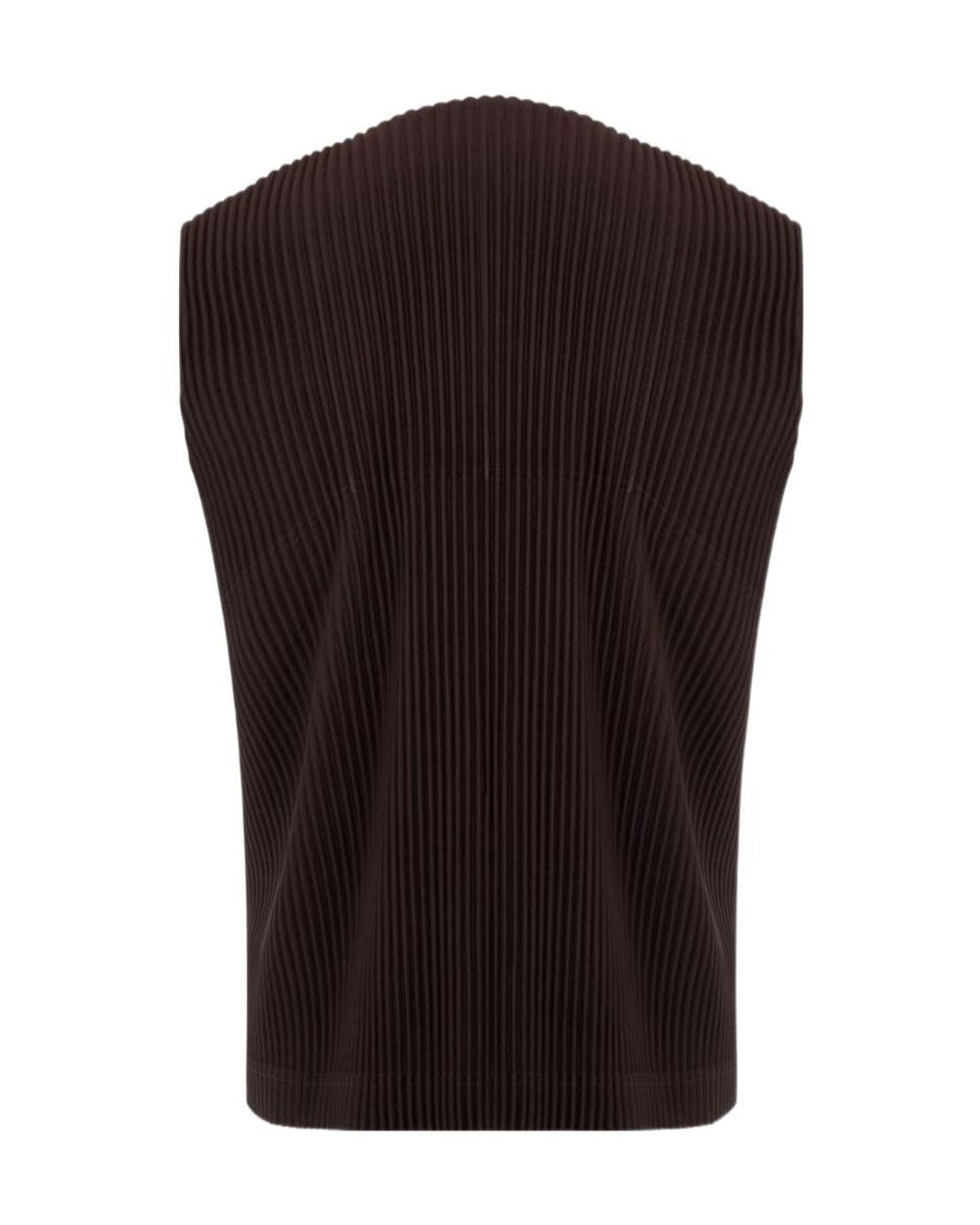 Homme Plissé Issey Miyake Black Tailored Pleats Button-Up Vest for men