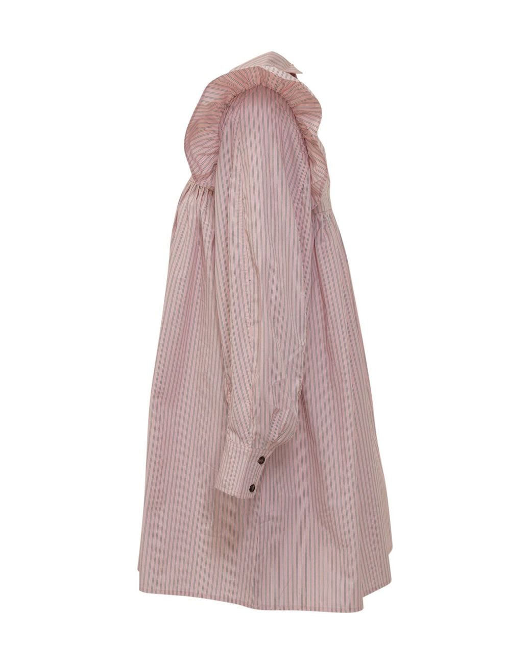 Ganni Purple Long Sleeved Striped Mini Shirt Dress