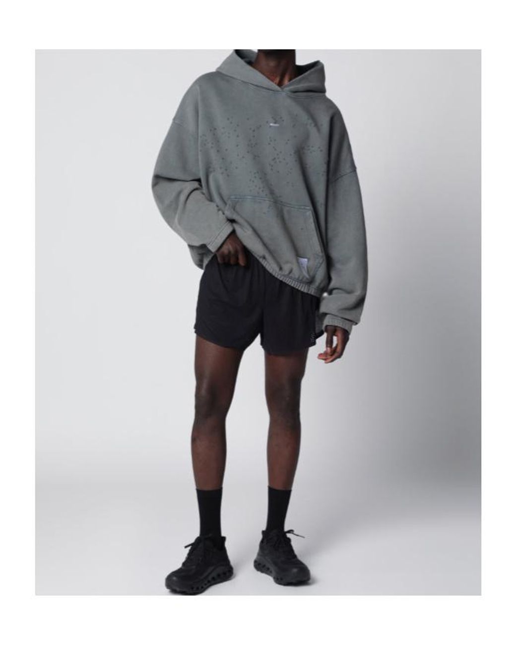 Satisfy Gray Mothtech Distressed Hoodie for men
