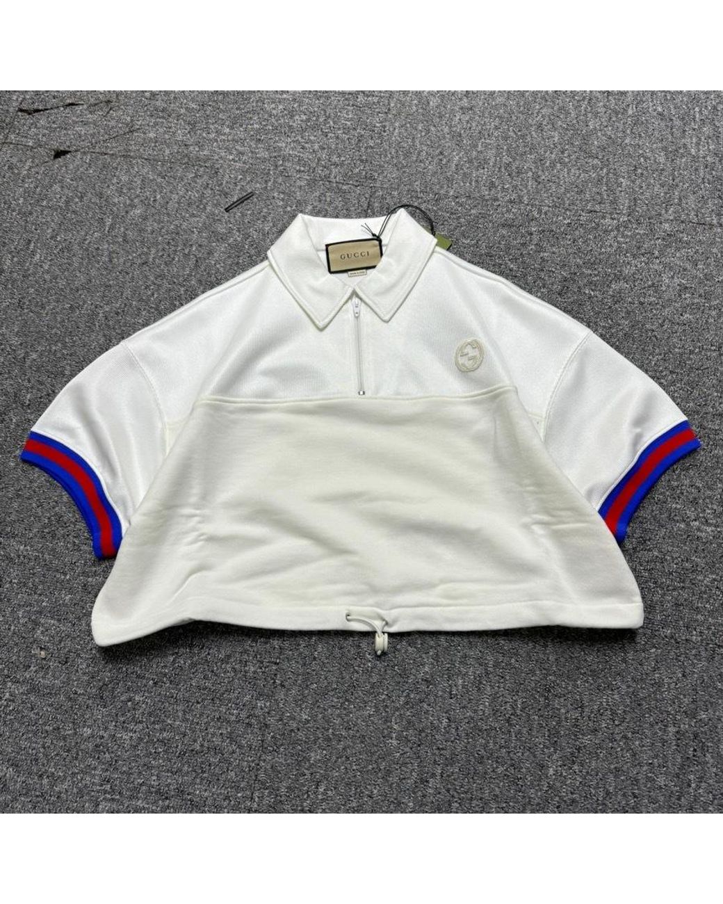 Gucci White Logo Patch Polo Shirt