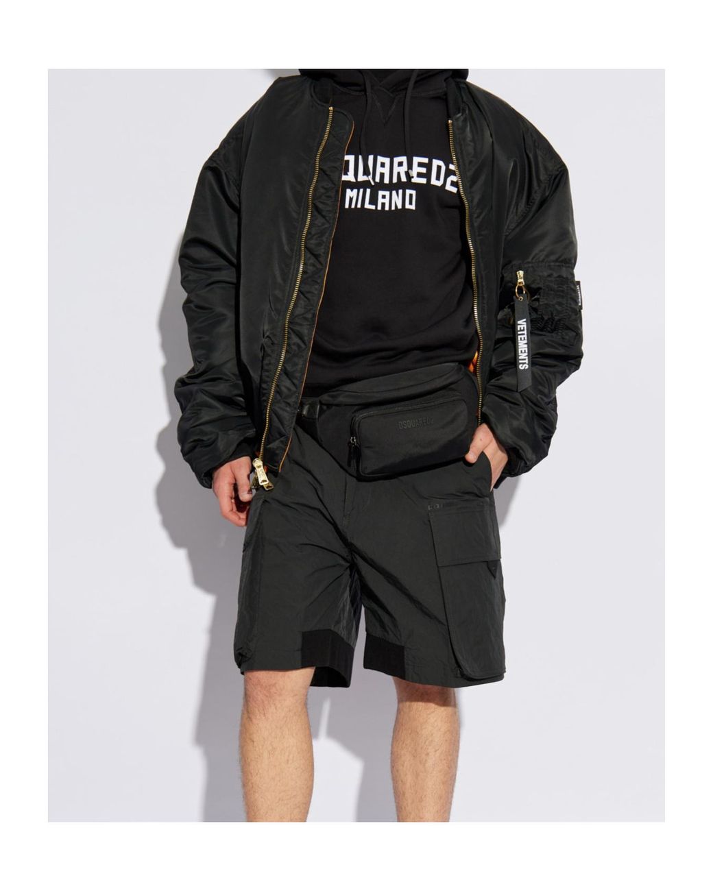 DSquared² Black Cargo Shorts for men