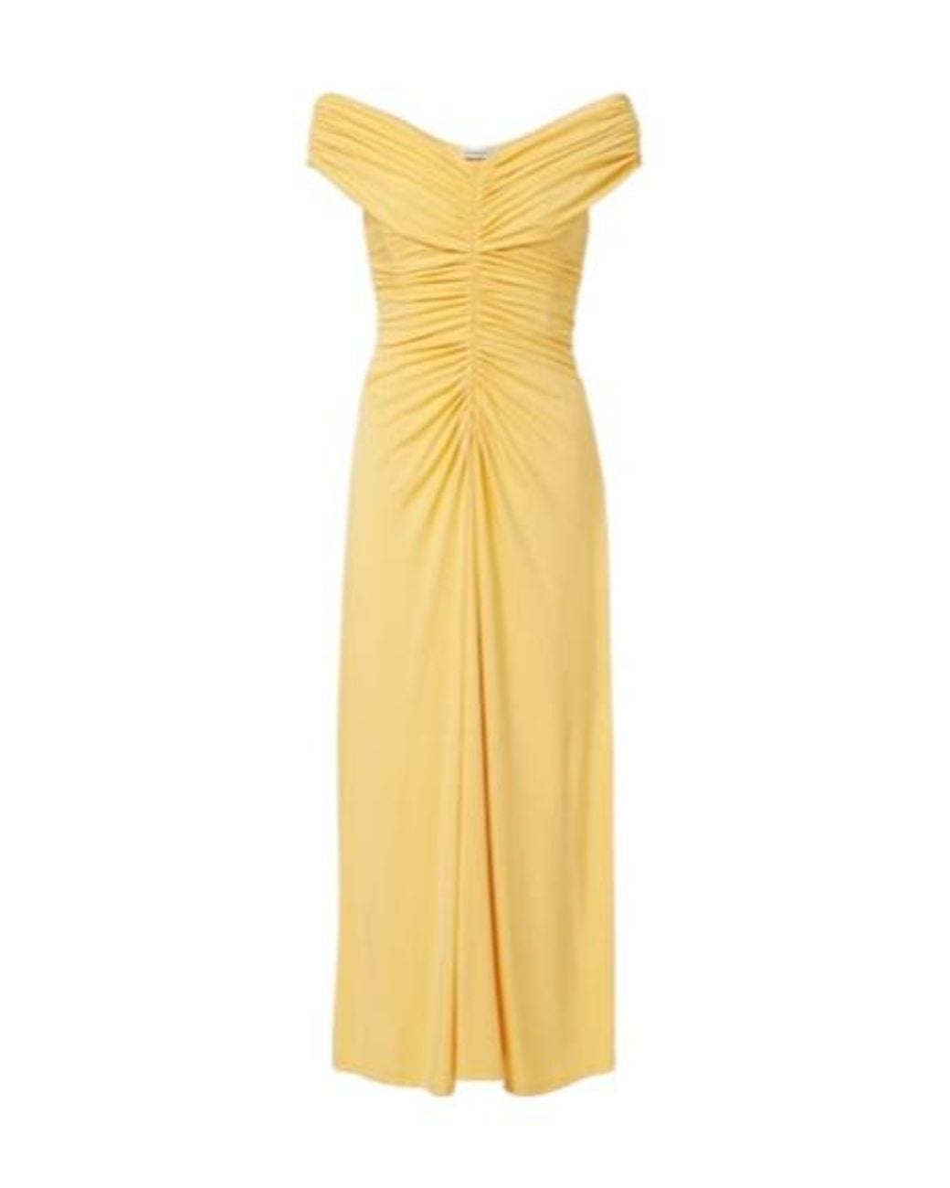 Jonathan Simkhai Yellow Sheyda Ruched Jersey Midi Dress