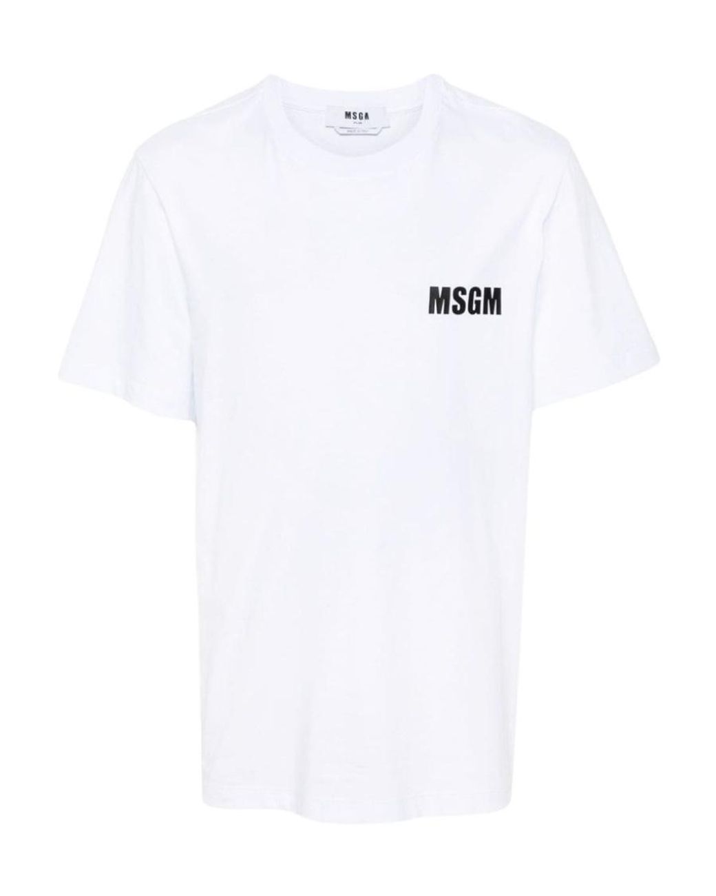 MSGM White Logo Printed Crewneck T-Shirt for men