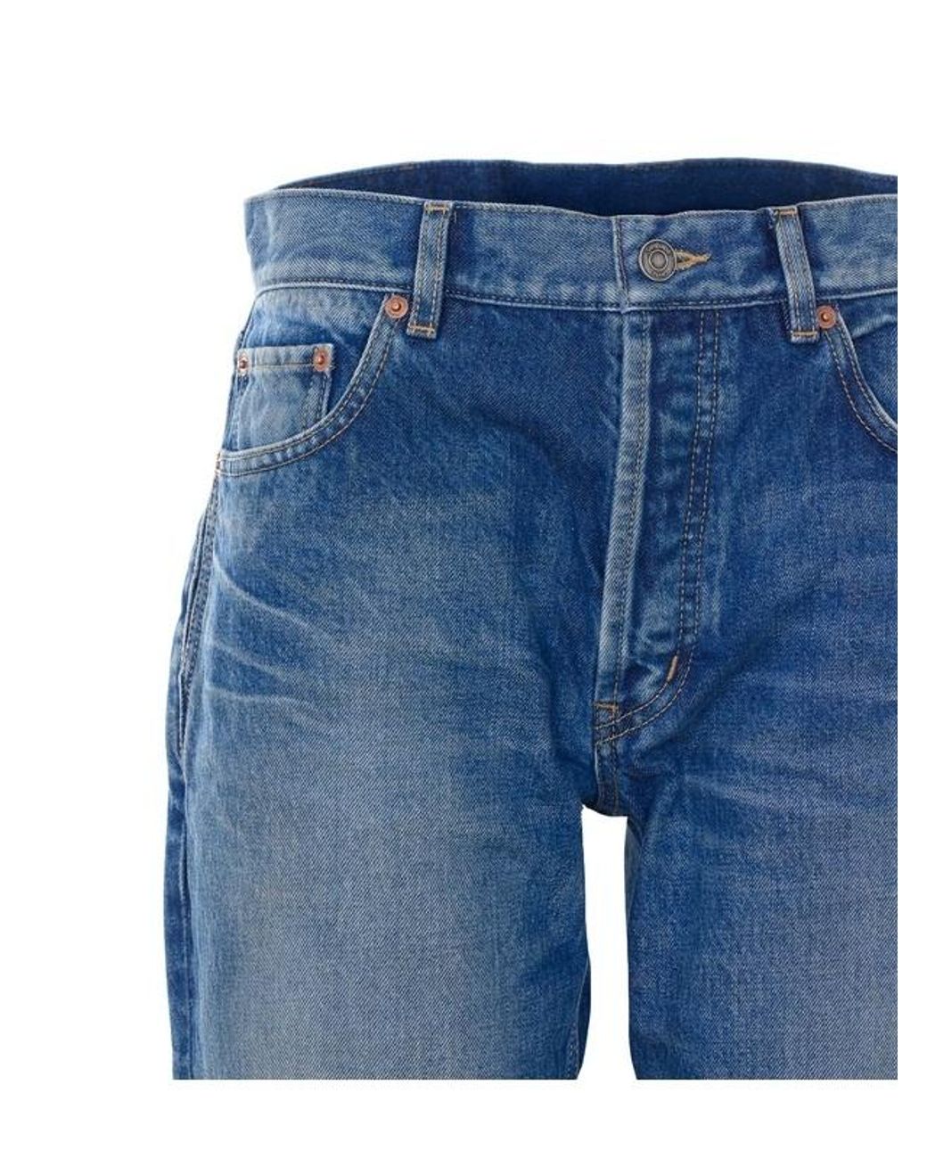 Saint Laurent Blue High Waist Straight Leg Jeans