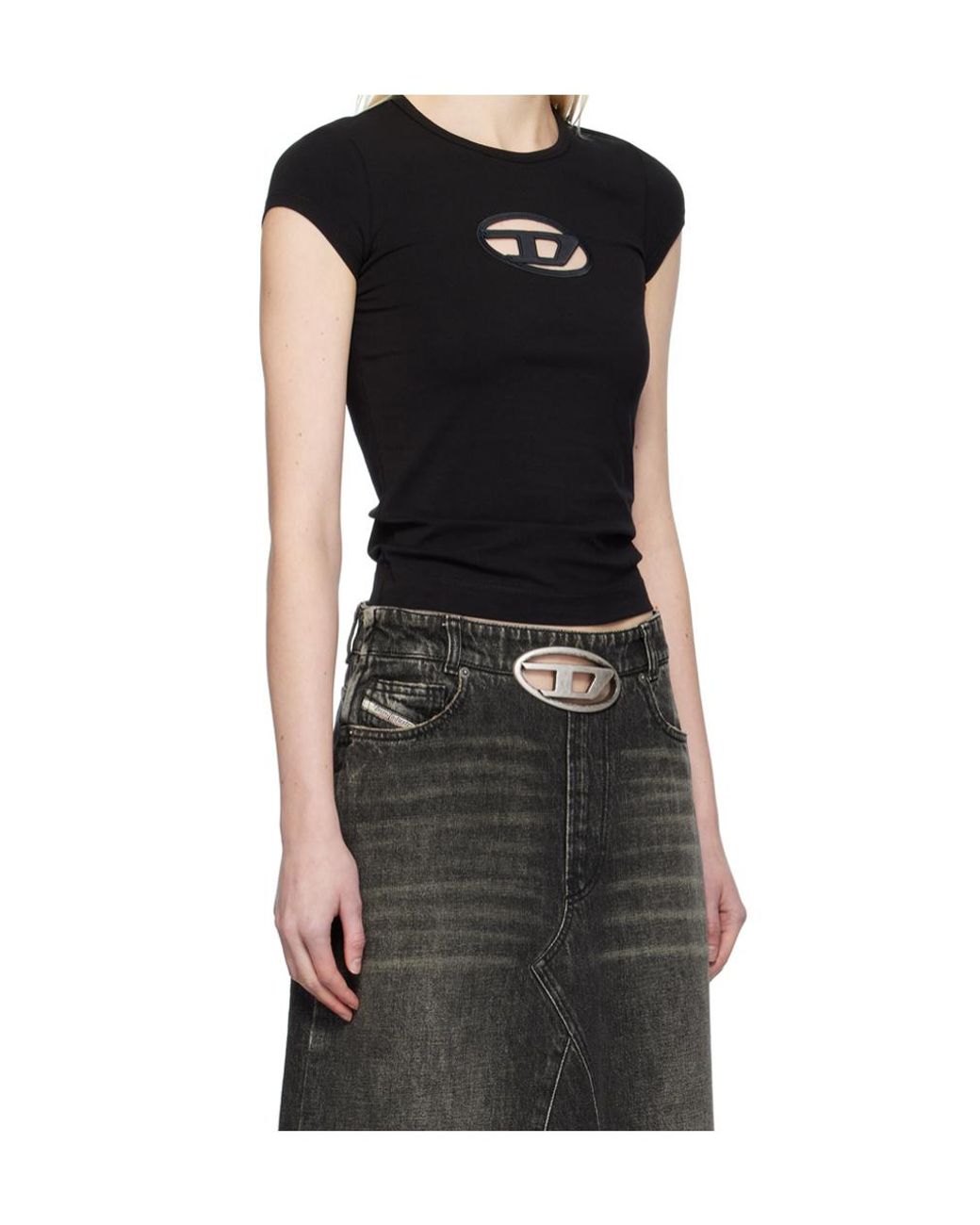 DIESEL Black T-Angie Cut-Out T-Shirt