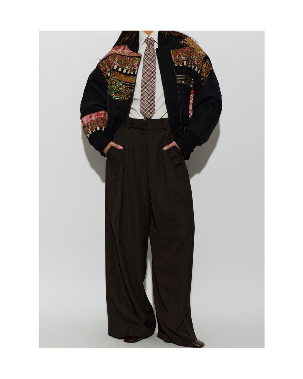 Dries Van Noten Black Belt-Loop Dress Trousers