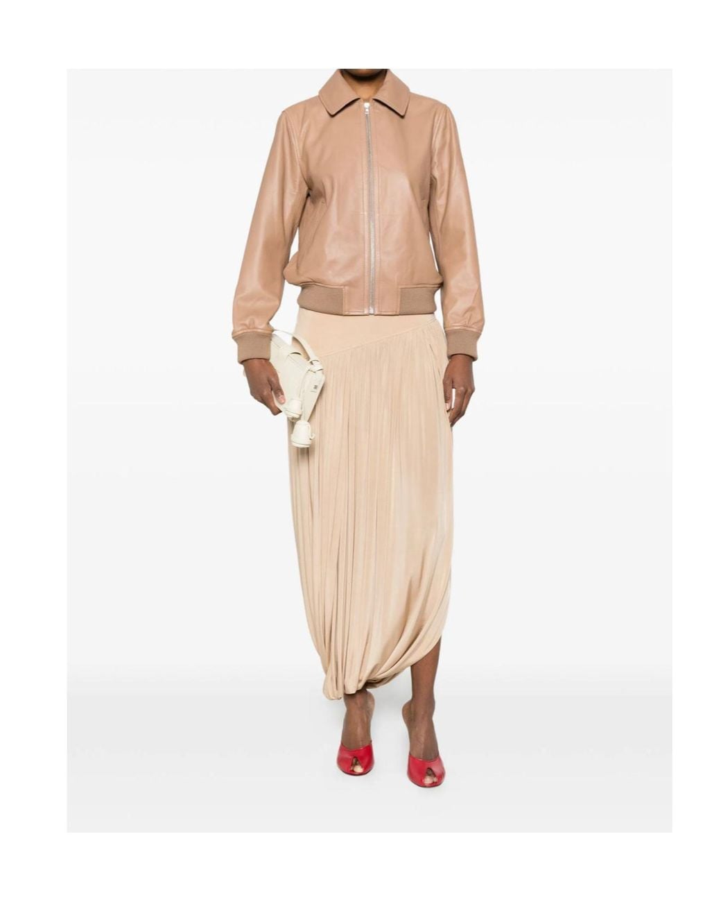 Yves Salomon Natural Zip-Up Lambskin Jacket