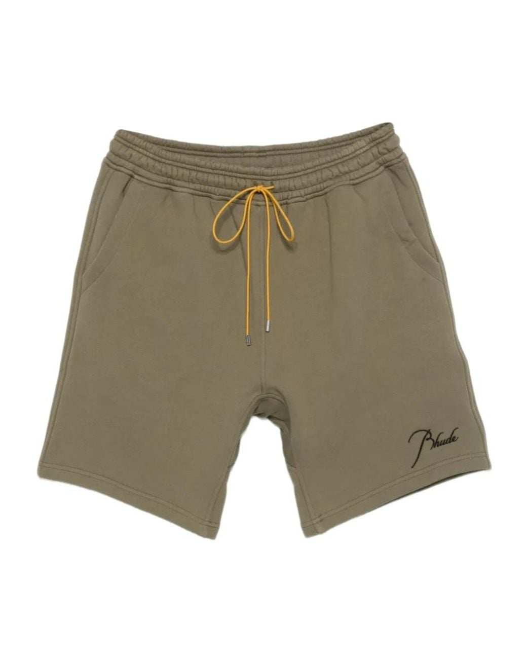 Rhude Green Drawstring Waist Shorts for men