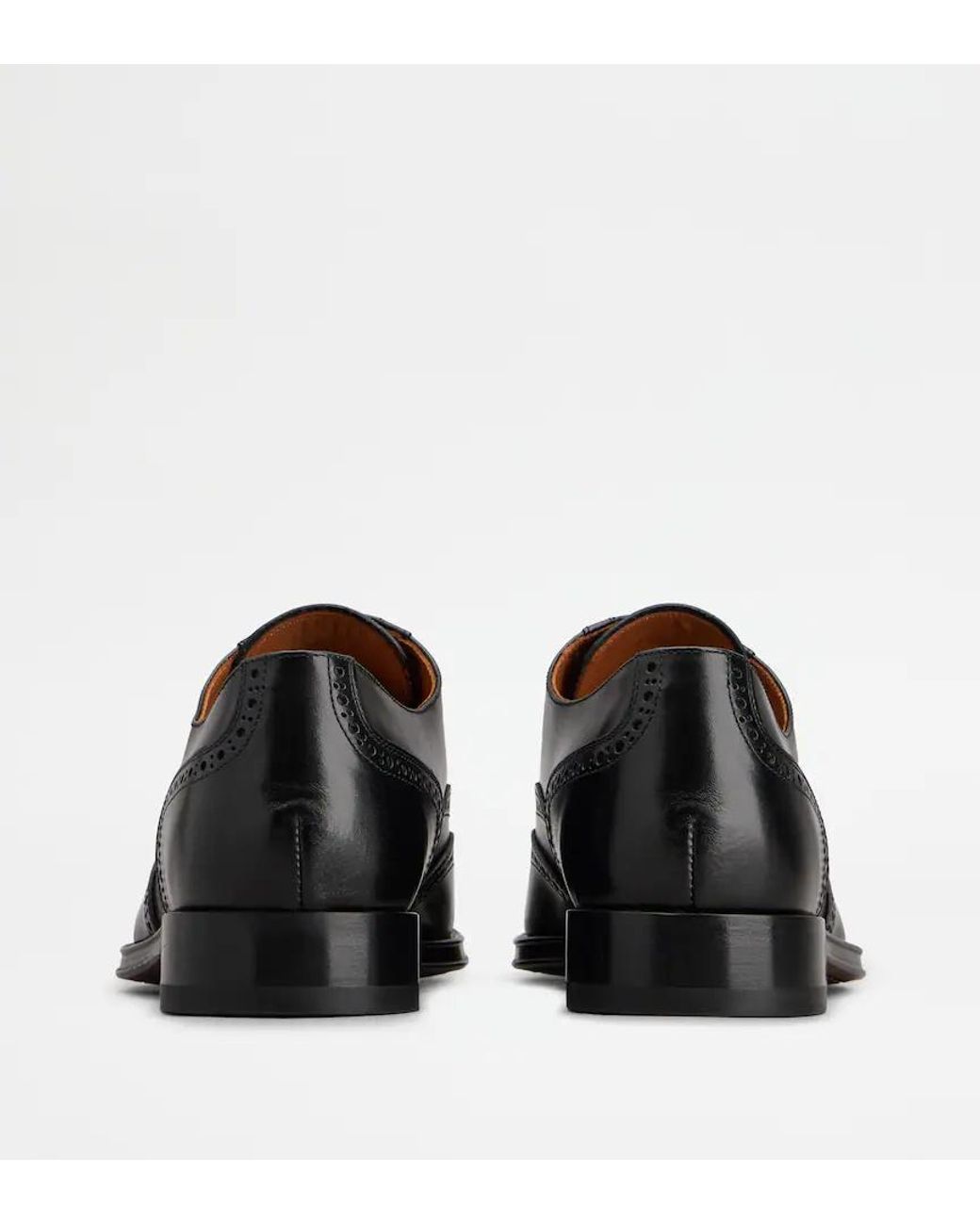 Tod's Black Lace-Up Leather Derby Shoes for men