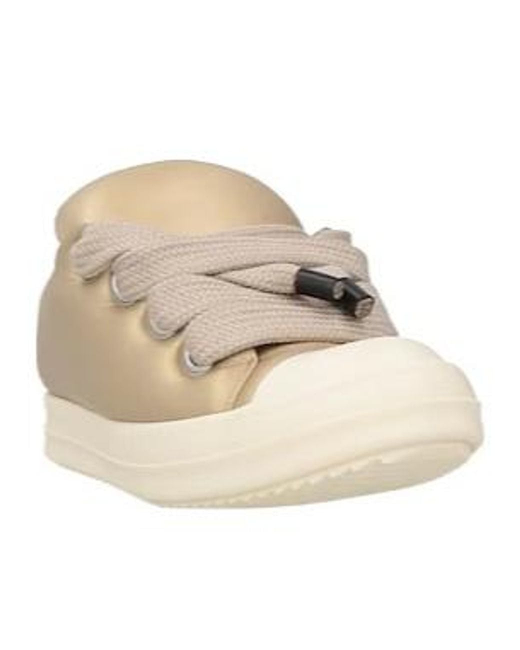 Rick Owens Natural Metallic Low-Top Leather Shoes