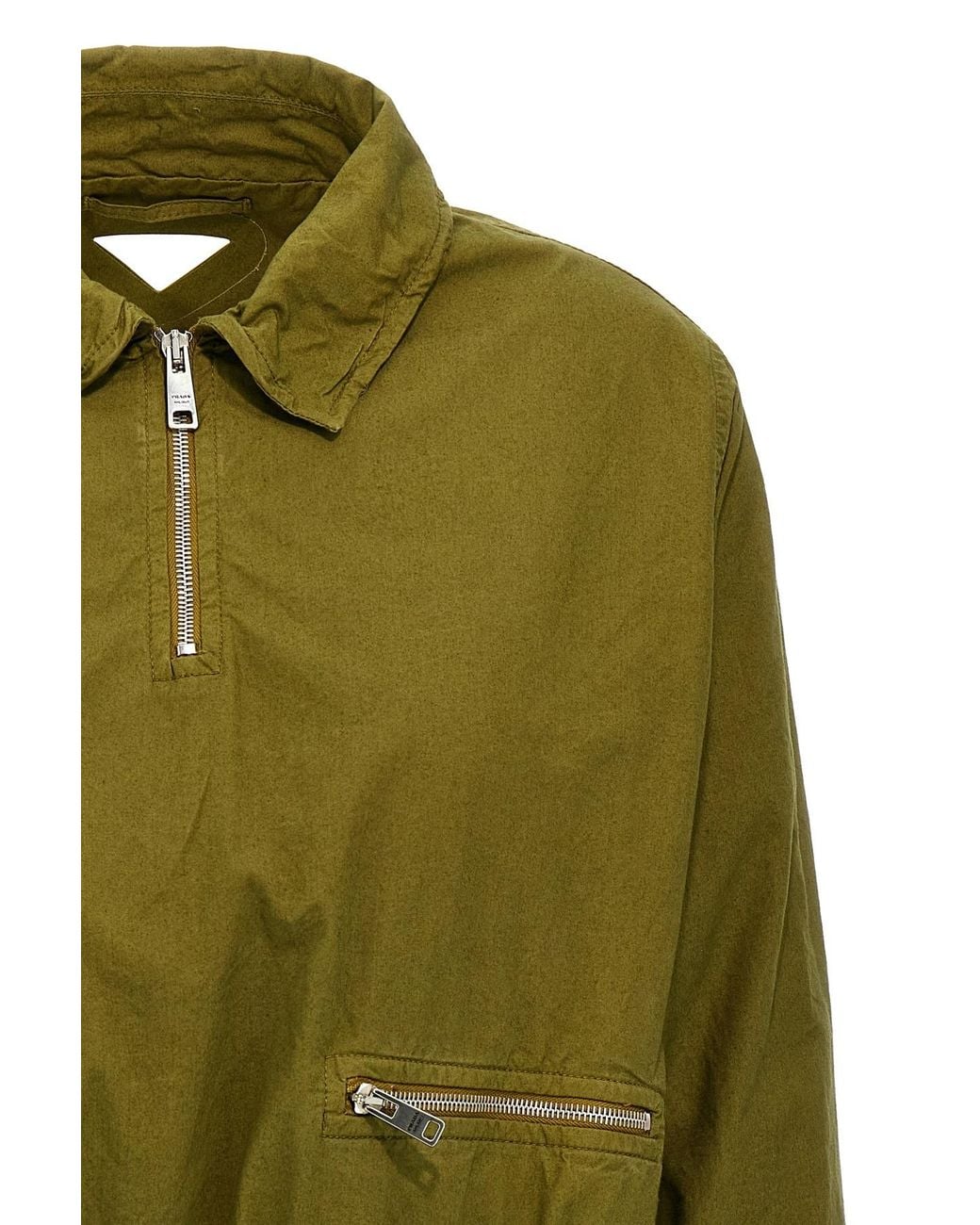 Prada Green Half-Zipped Long-Sleeved Jacket