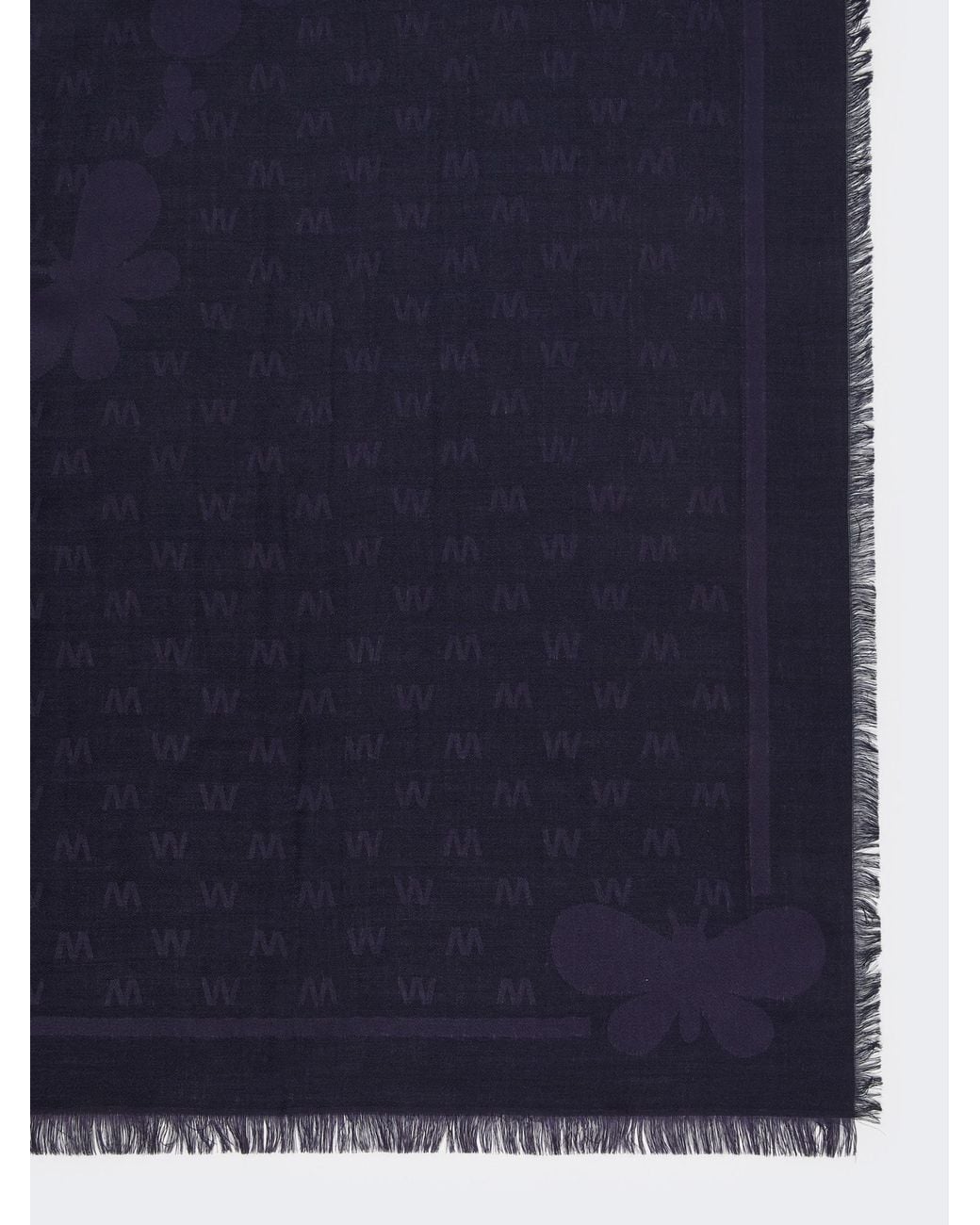 Weekend by Maxmara Blue All-Over Patterned Frayed Edge Scarf