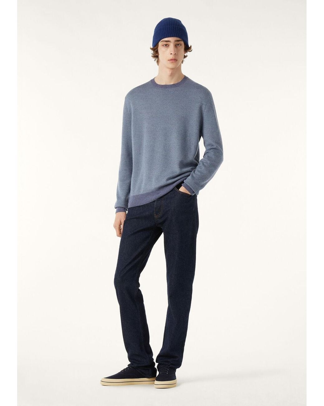 Loro Piana Blue Knitted Jumper for men