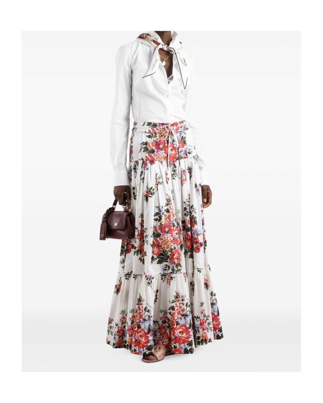 Dolce & Gabbana White Scarf Detailed Poplin Shirt