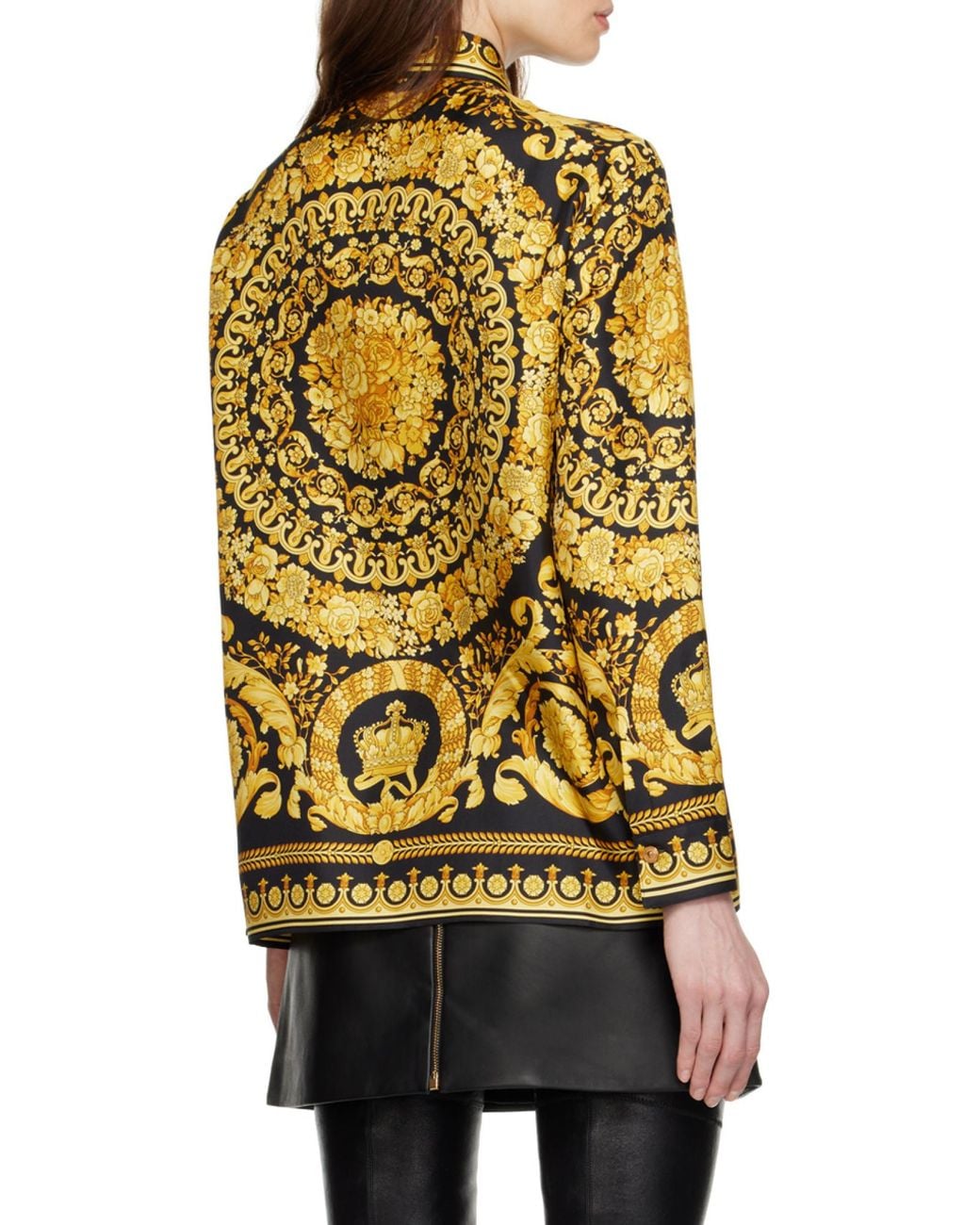 Versace Yellow Baroque Pattern Long Sleeved Shirt