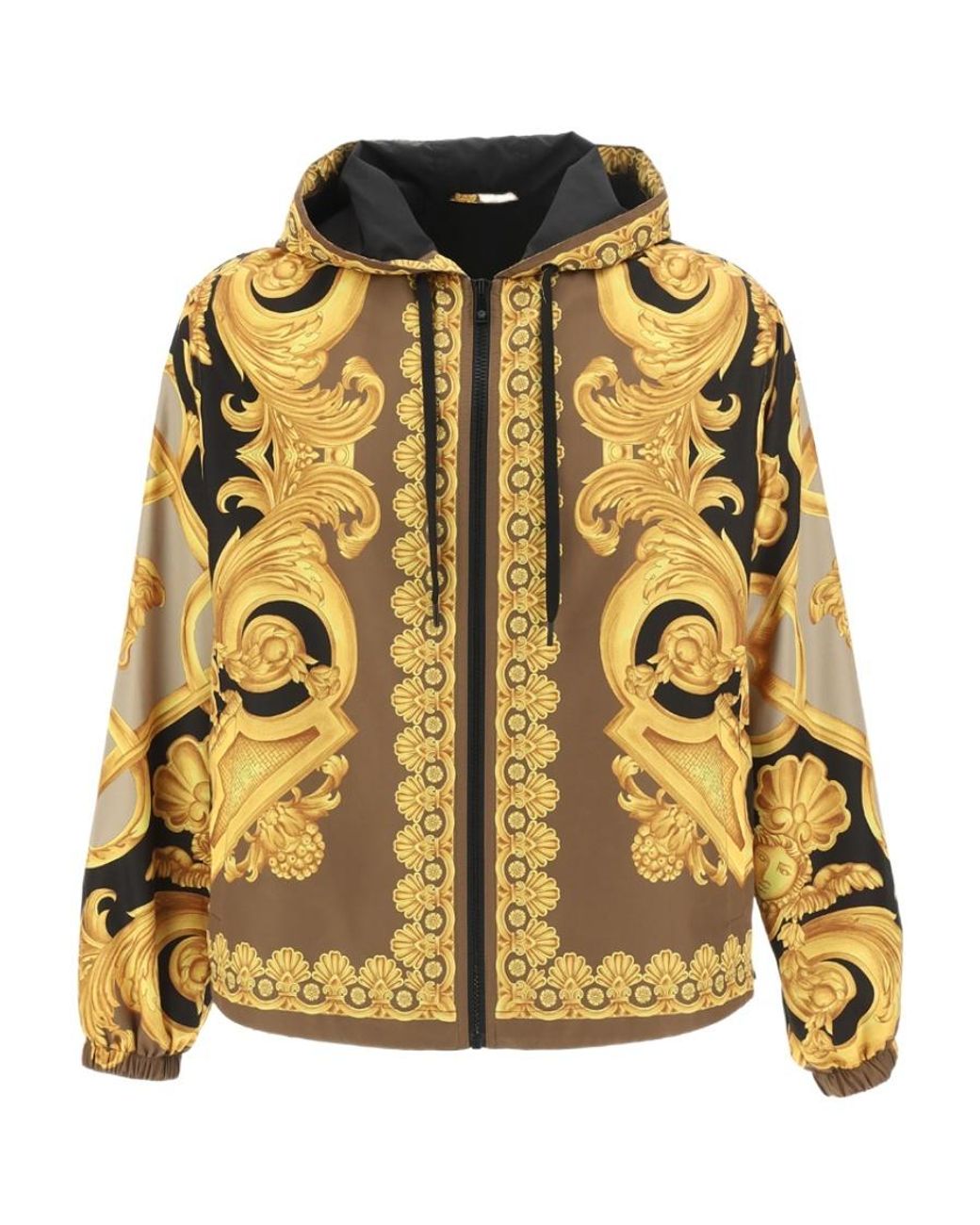 Versace Metallic Zip-Up Printed Jacket for men