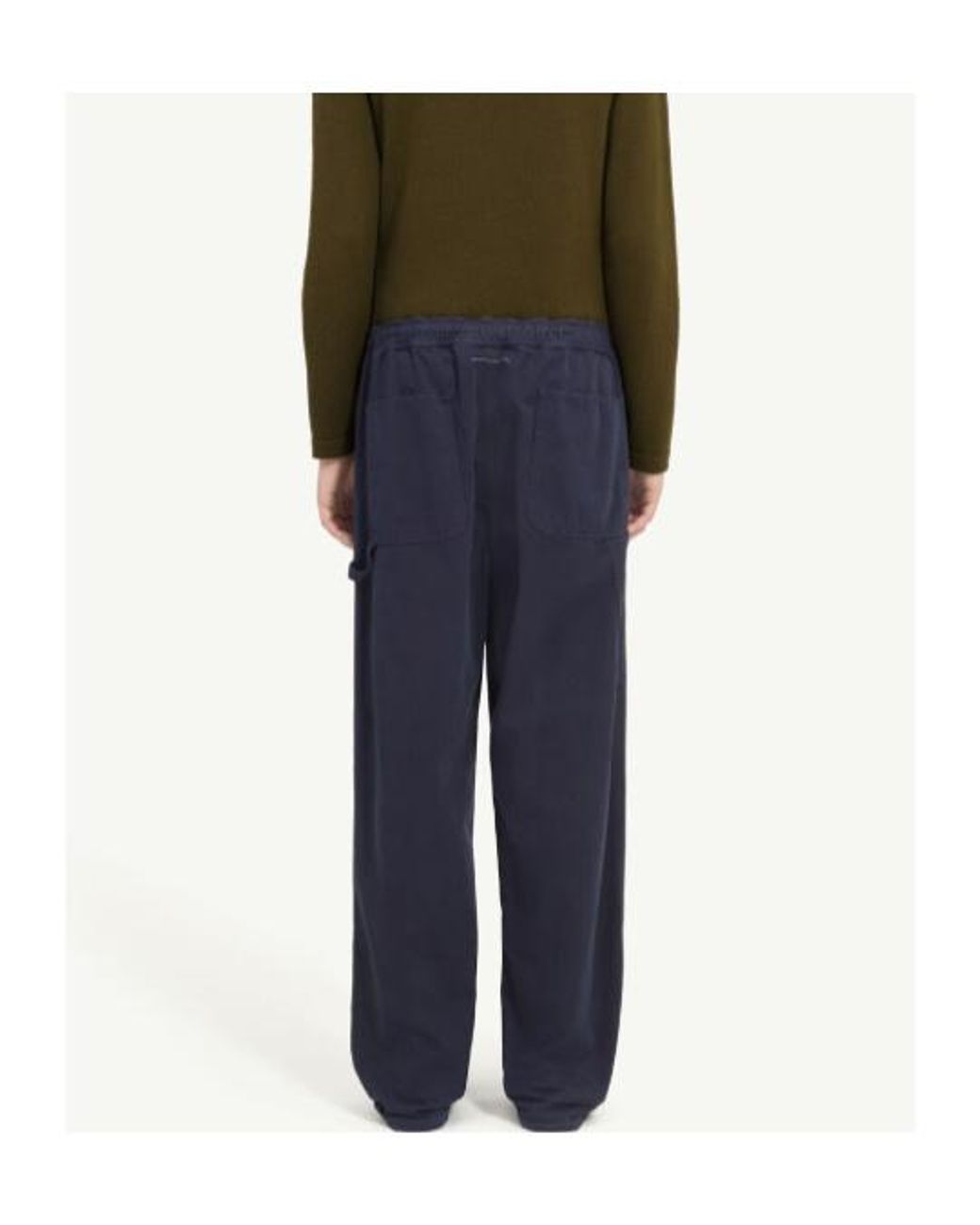 MM6 by Maison Margiela Blue Overdyed Gabardine Wide-Leg Trousers for men