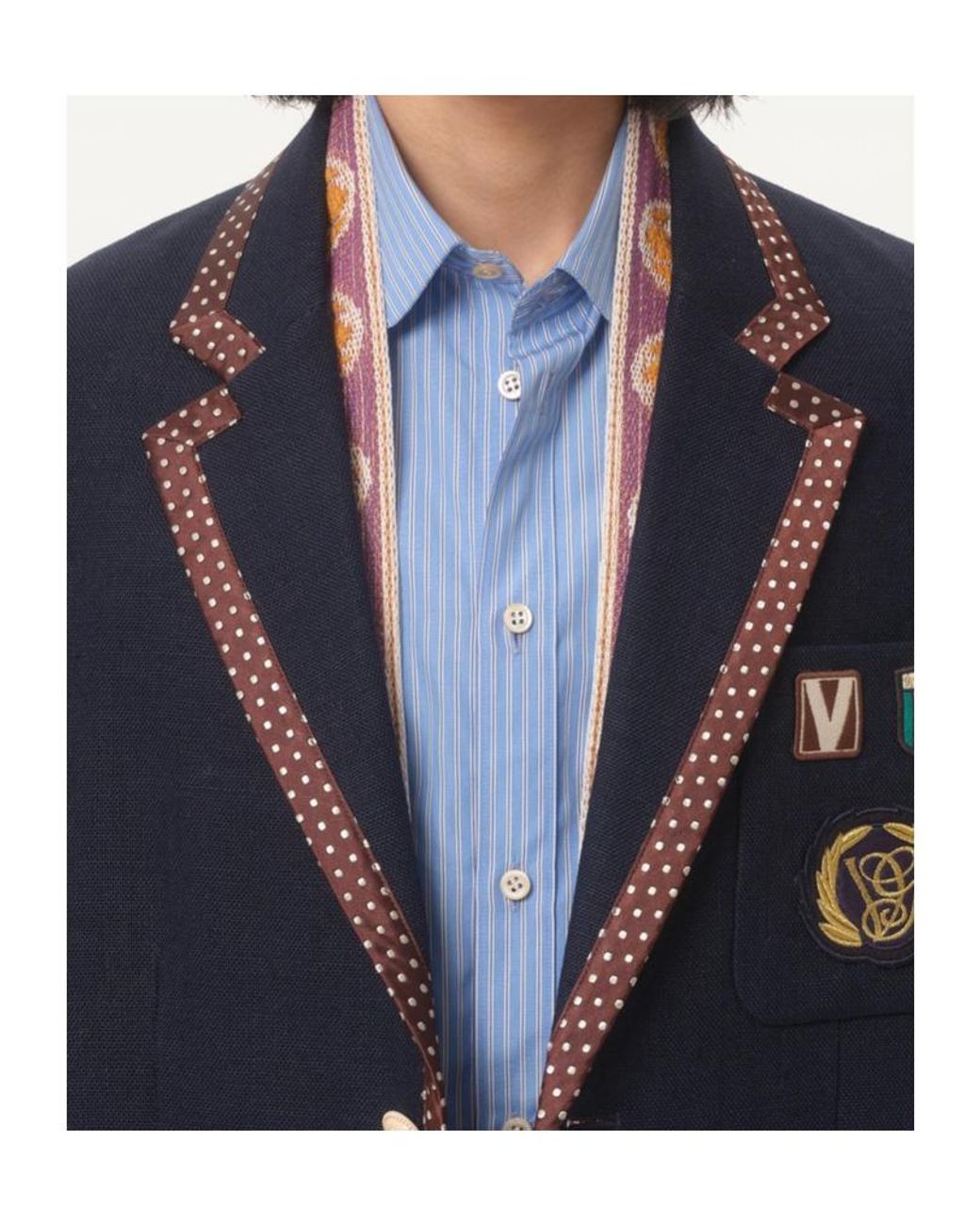 Valentino Blue Lapel Long-Sleeved Suit Jacket for men
